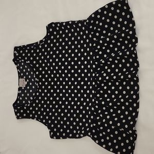 Como Vintage Sleeveless Tank Top Peplum Polka Dot Black White Women's Large L